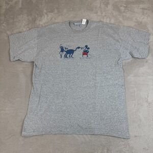 Vintage Y2K Jem‎ Goofy & Mickey Mouse Shirt Mens XL Gray Preowned Graphic Tee